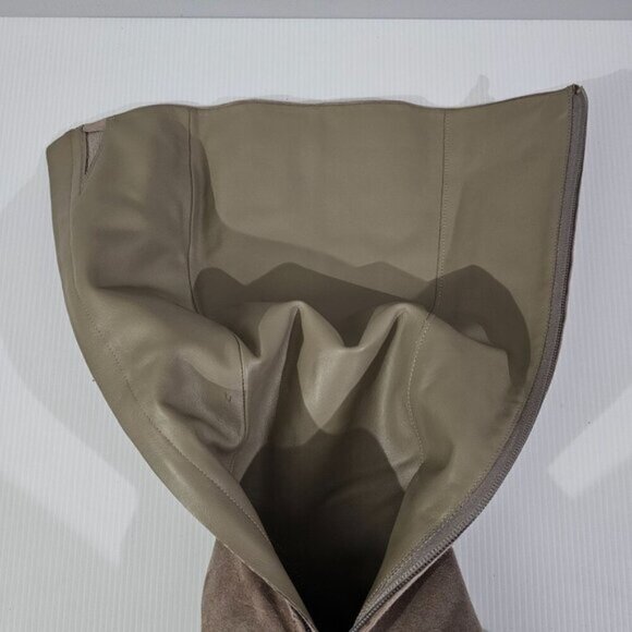 Vince Maggie Knee High Boot Womens 8 Taupe Suede Tall Block Heel Fall Neutral - Picture 9 of 14